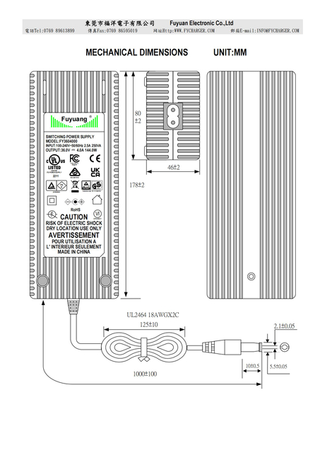 Adaptador de energia 36V 4A 