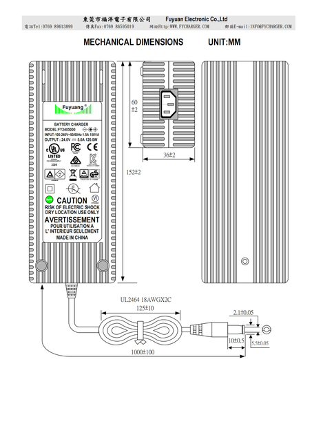 Carregador de bateria 24V 5A